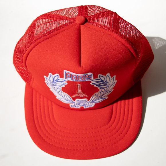 Vintage Paris France Trucker Snapback Cap Hat Eiffel Tower Tourist 80s Mesh - Picture 13 of 13